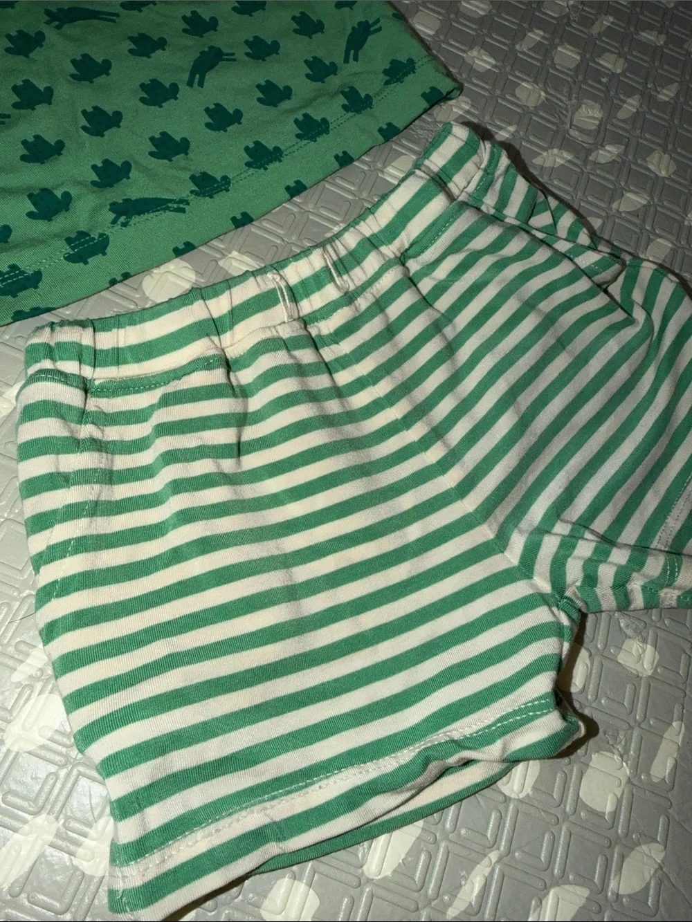 Hanna Andersson Green Frog & Stripe Shorts Set